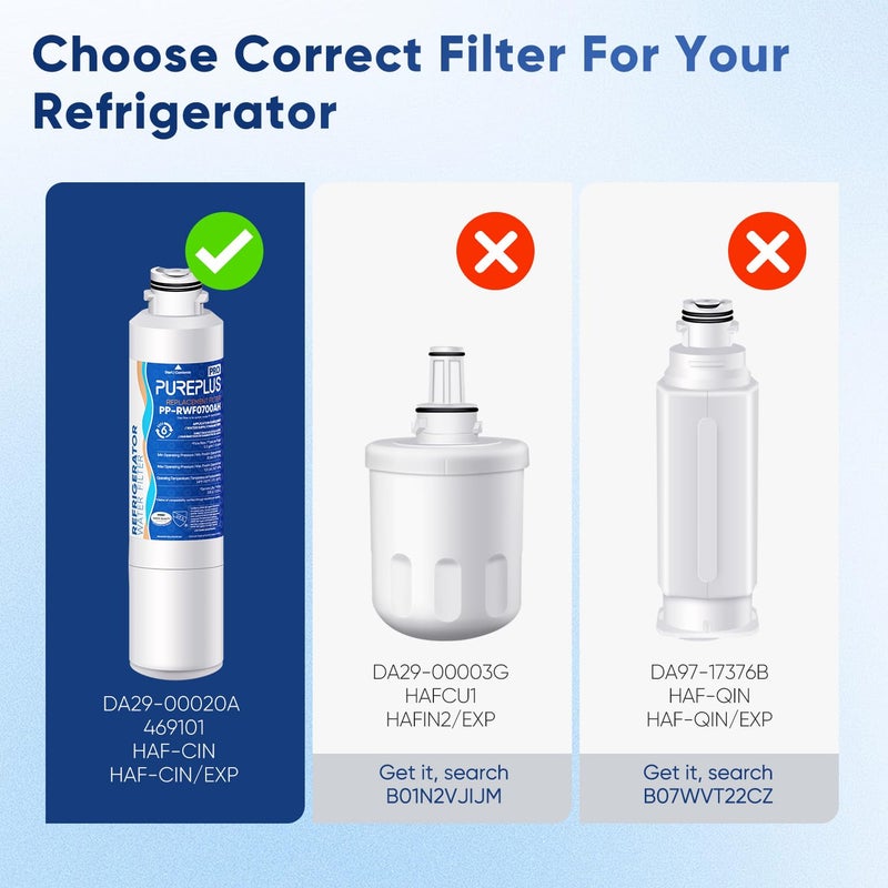 Pure Plus PUREPLUS DA29-00020B NSF/ANSI 53&42 Certified Replacement for SAMSUNG Fridge RF28HFEDTSR, RF263BEAESG, RF263BEAESR AA, HAF-CIN/EXP, RF28HMEDBSR/AA, RWF0700A Refrigerator Water Filter, 3PACK - Image 5